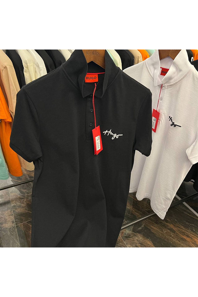 Hugо Воss Поло чёрного цвета Daipo logo-embroidered 