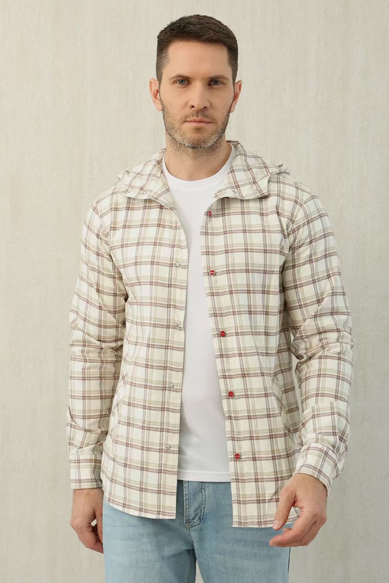Kiton Мужская рубашка Premium - Beige Chequer