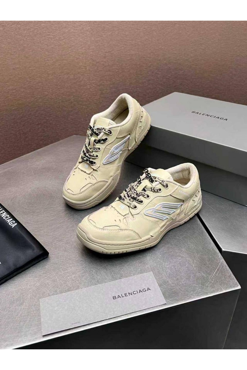 Balenciaga Женские кожаные кроссовки Hamptons Worn-Out premium