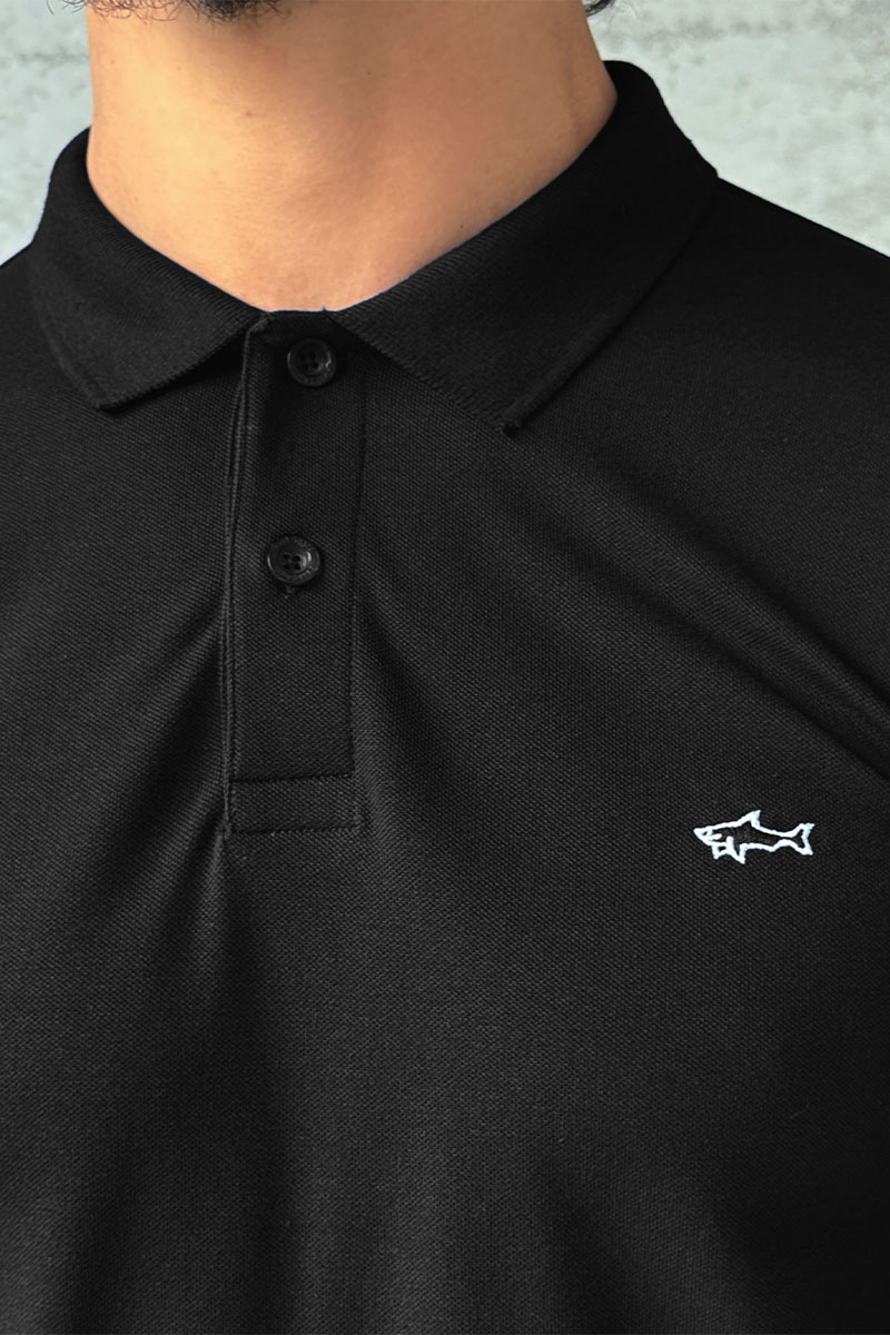 Paul & Shark Чёрное поло logo-embroidered