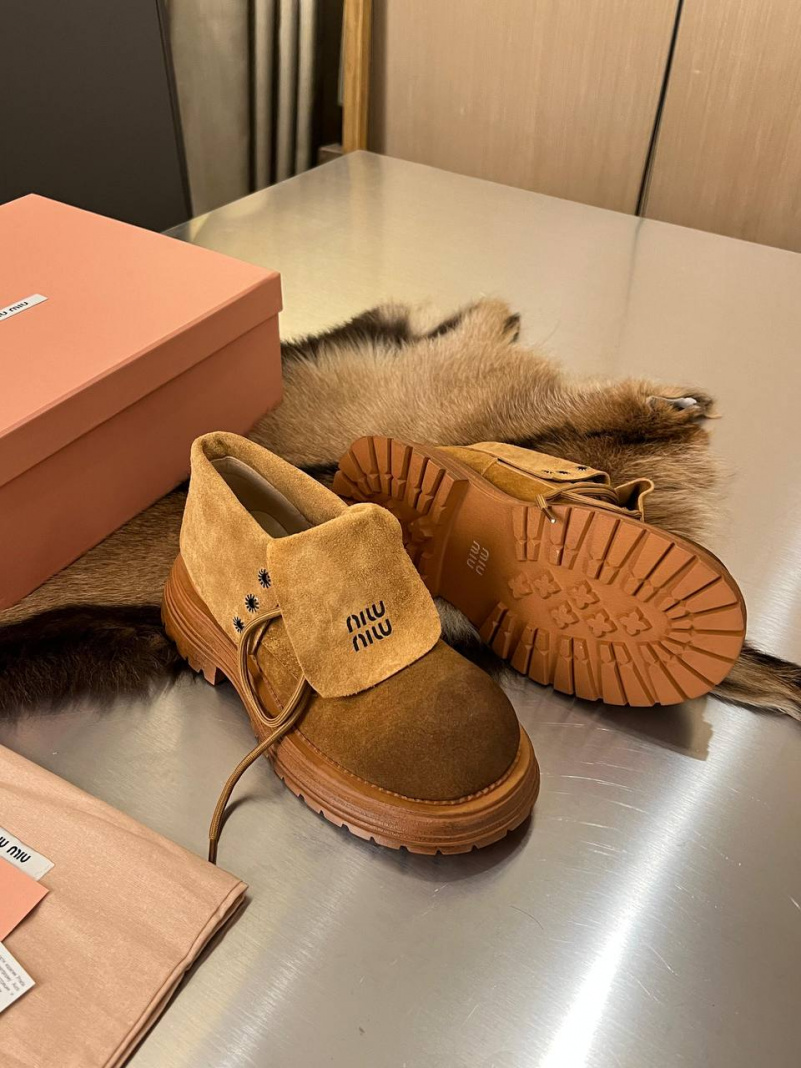 MIU MIU Женские замшевые ботинки Premium  - Chestnut