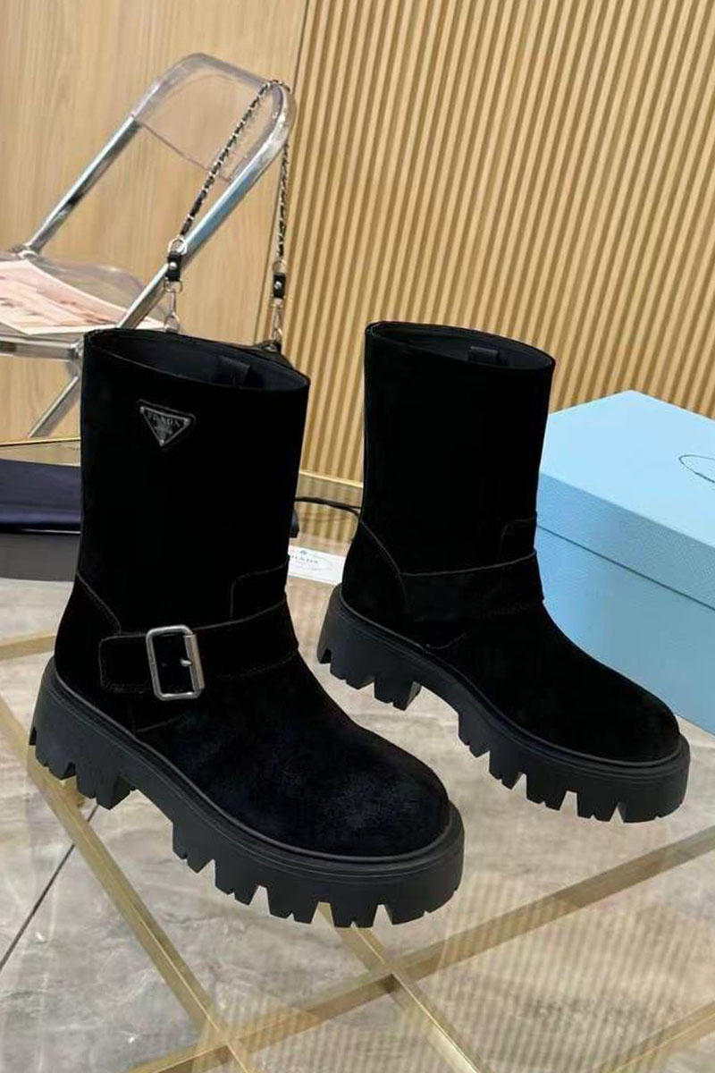Prada Женские замшевые сапоги Suede premium