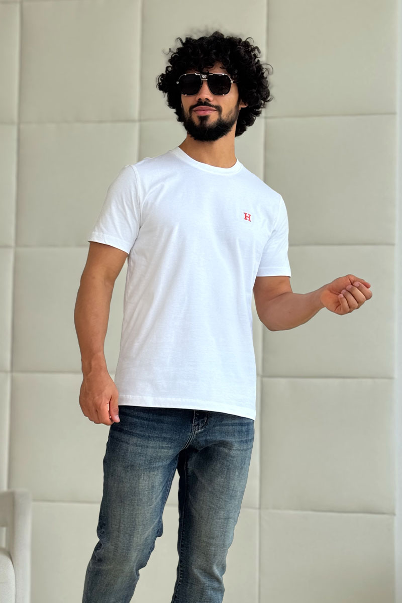 Hermes Футболка белого цвета H embroidered