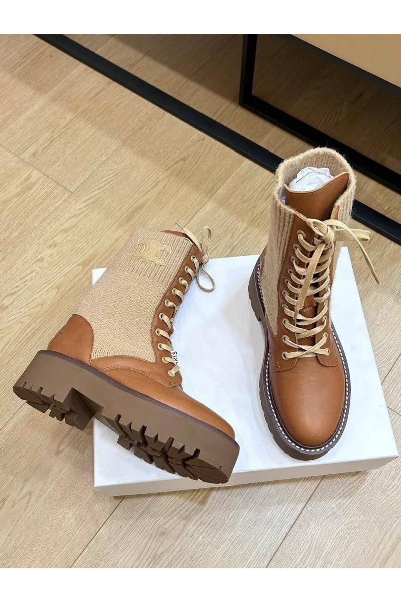 Celine Женские комбинированные ботинки Premium - Brown