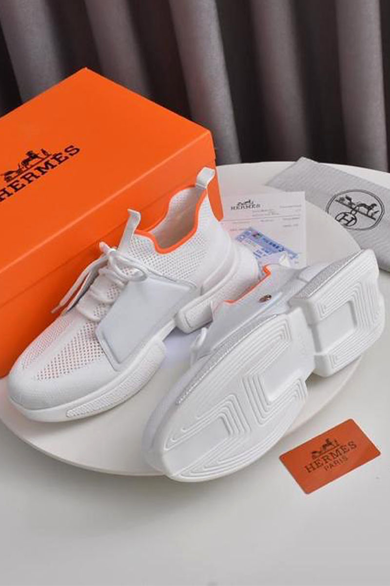 Hermes Мужские текстильные кроссовки Expert - White