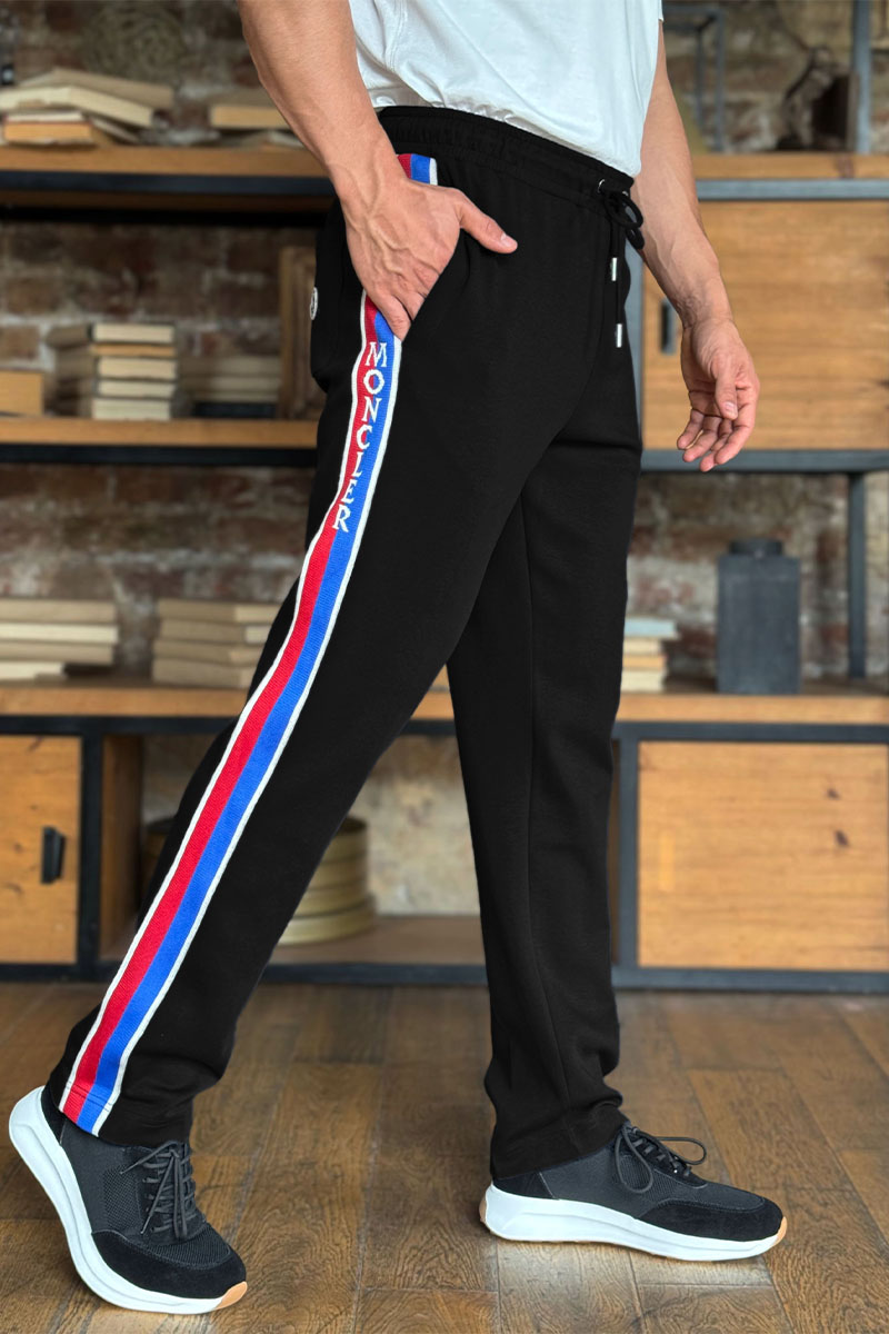 Moncler Чёрный спортивный костюм striped logo 