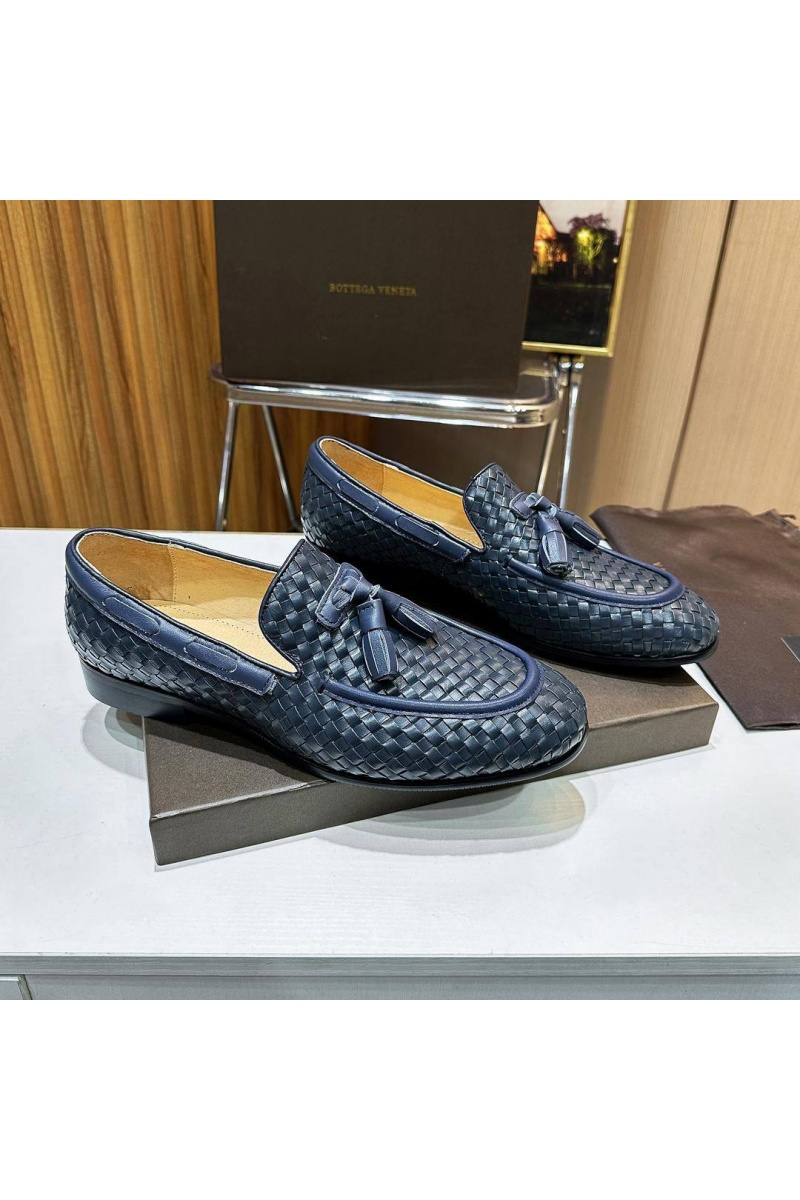 Bottega Veneta Мужские кожаные лоферы Intrecciato - Navy