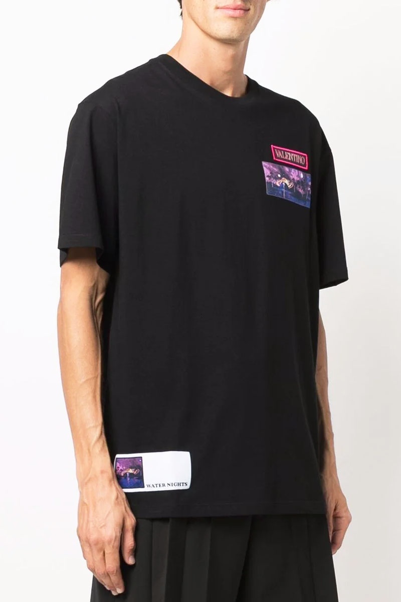 Valentino Мужская чёрная футболка brocade patch