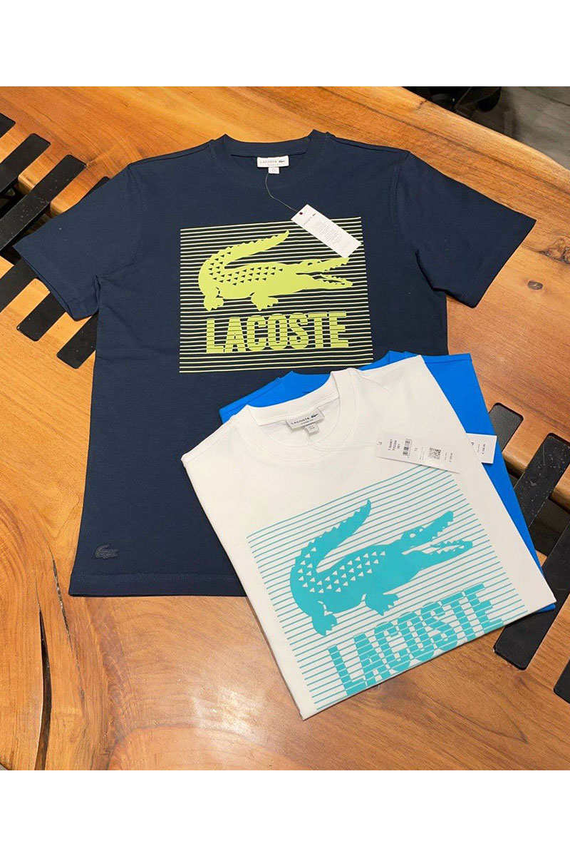Lacoste Мужская тёмно-синяя футболка crocodile print 