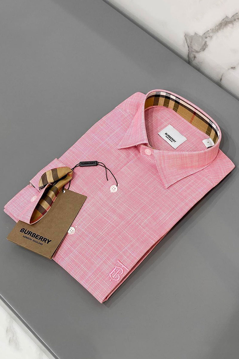 Burberry Классическая мужская рубашка TB - Pink / White