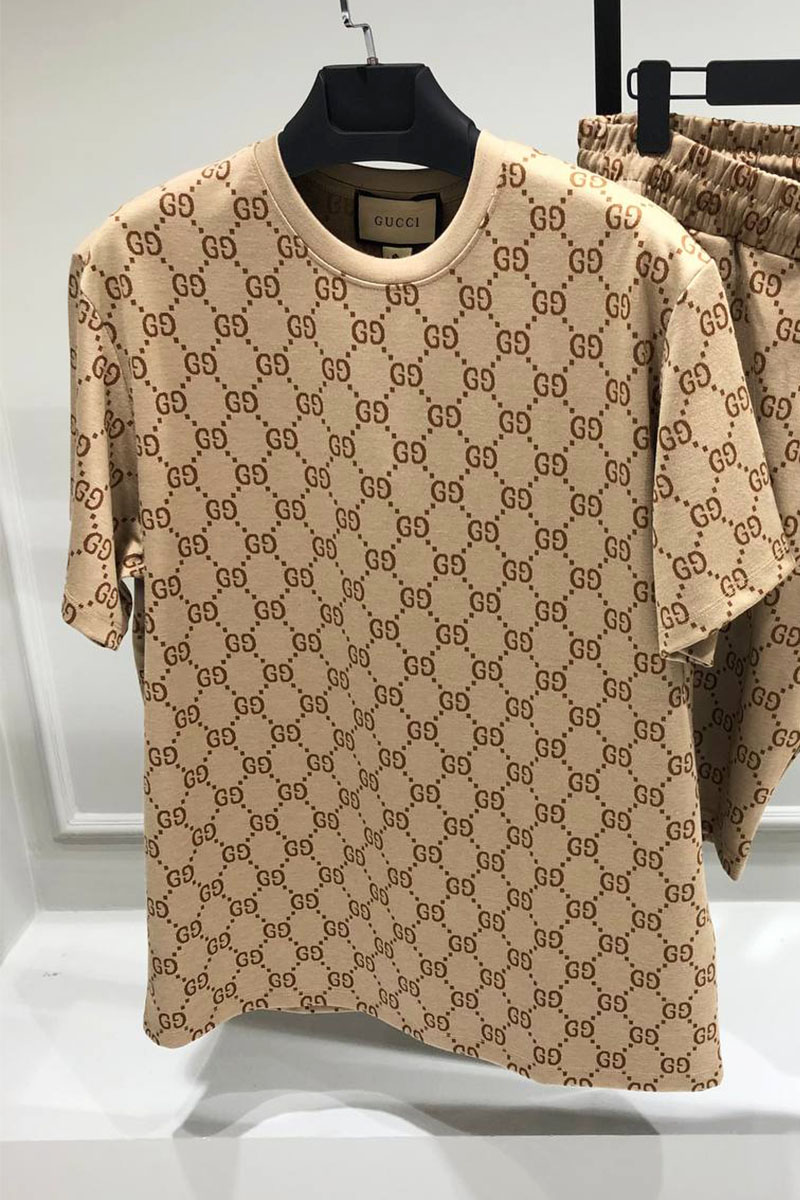 Gucci Футболка бежевого цвета GG monogram-pattern