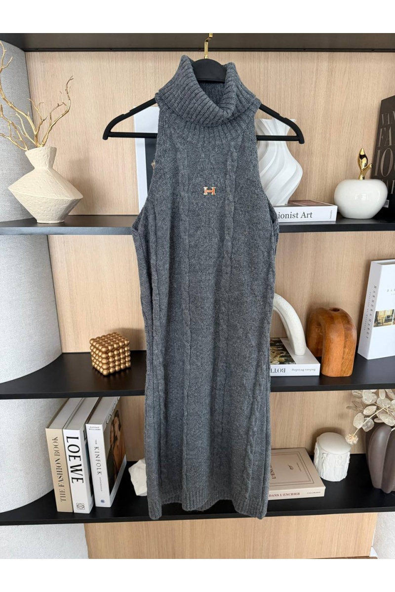Hermes Женское вязаное платье Premium - Grey