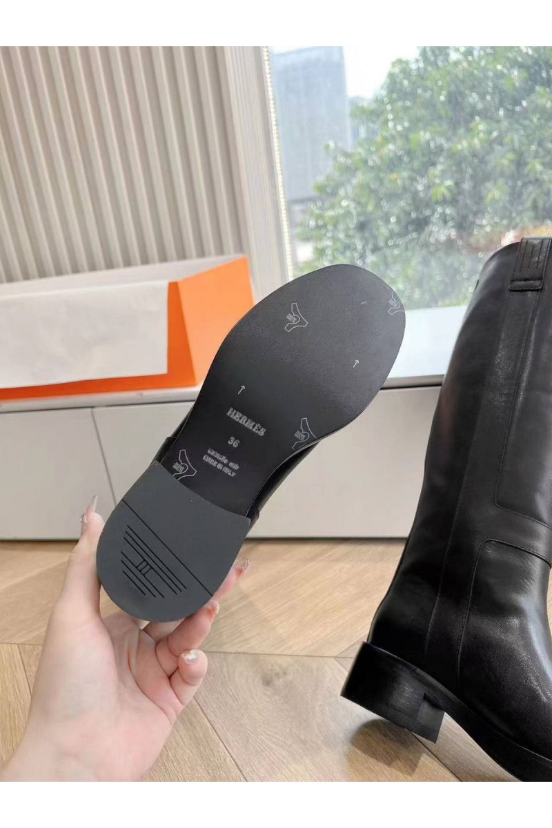 Hermes Женские кожаные сапоги Premium - Black