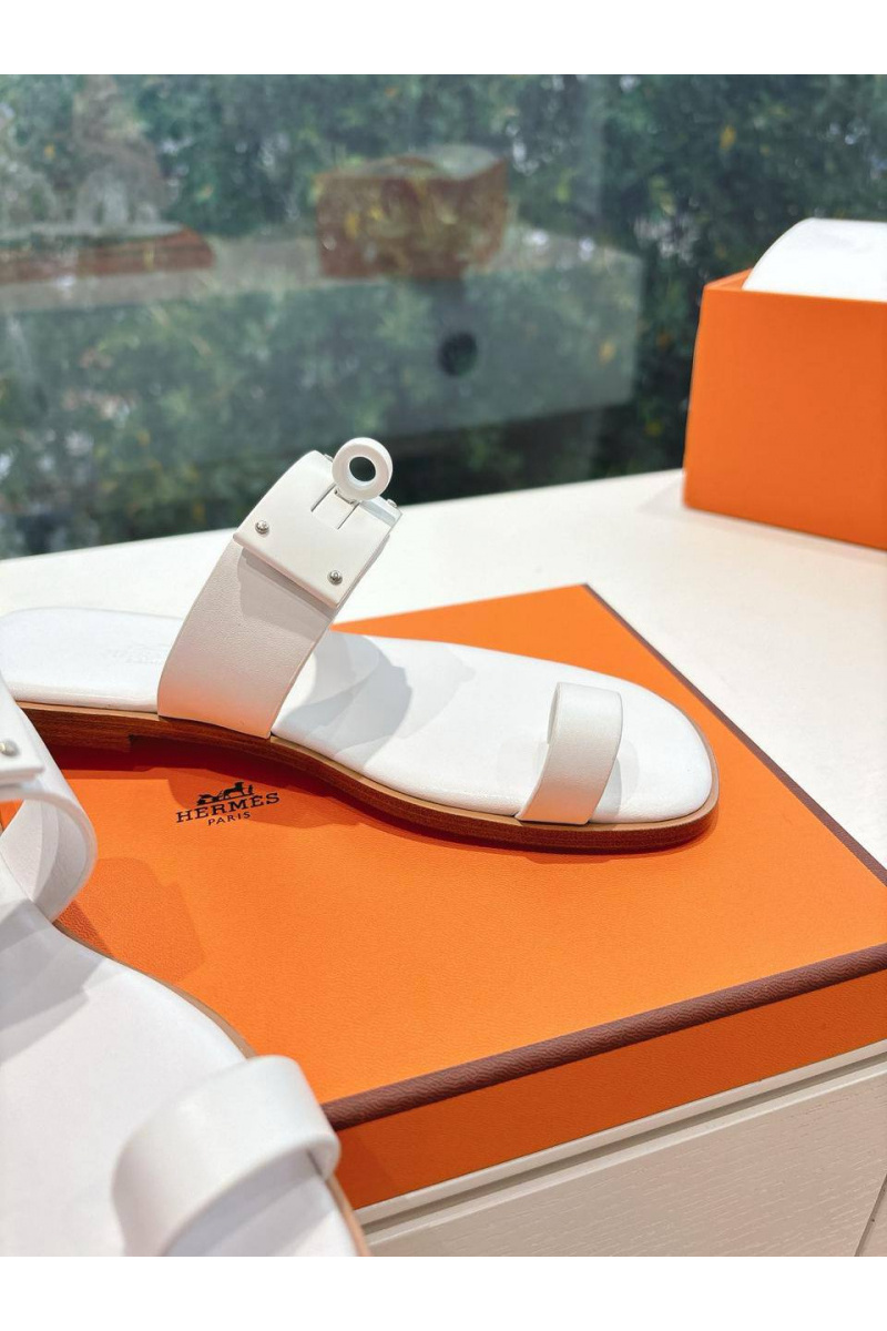 Hermes Женские кожаные шлёпанцы July Kelly premium