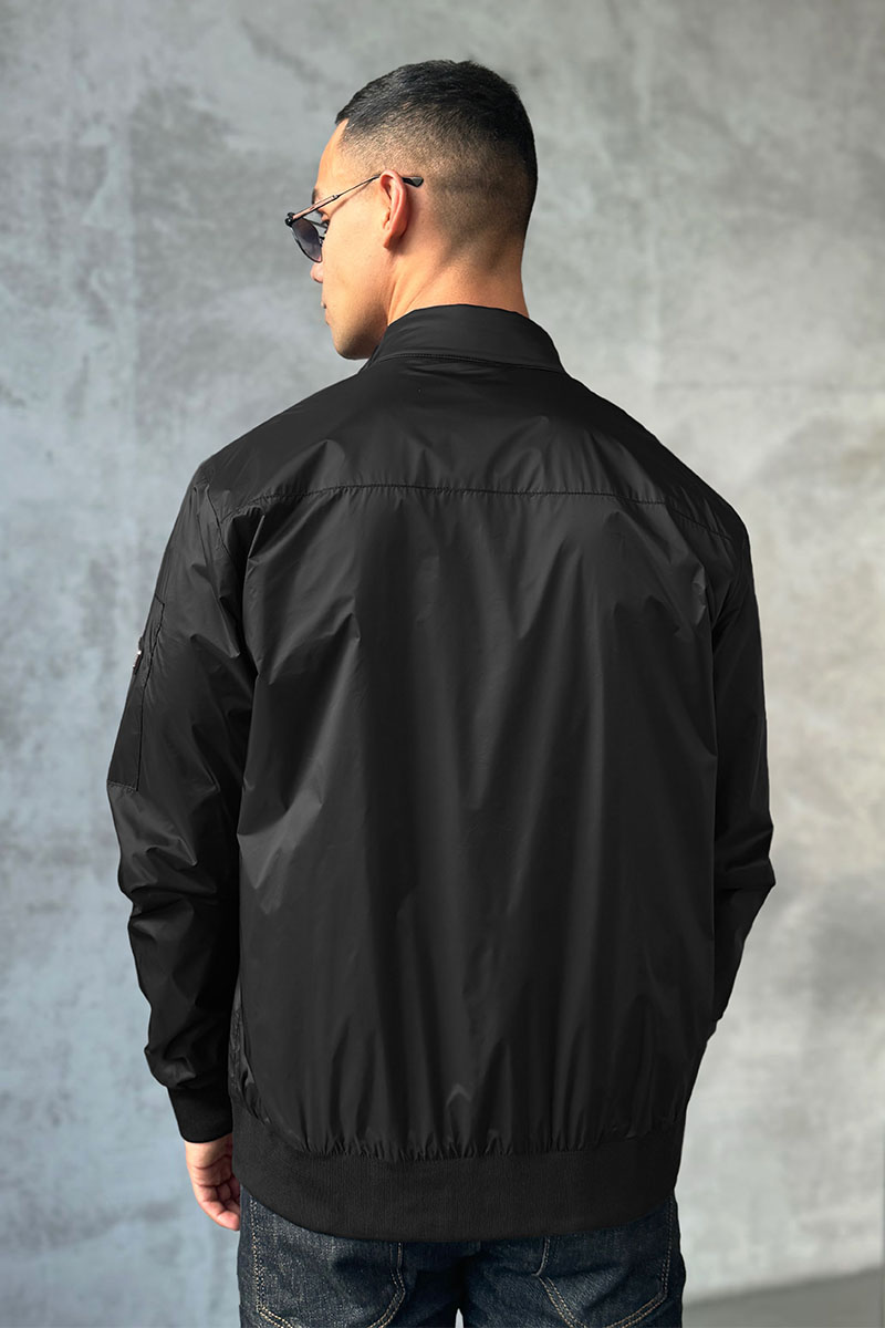 Prada Двусторонняя ветровка logo-plaque - Black / Grey