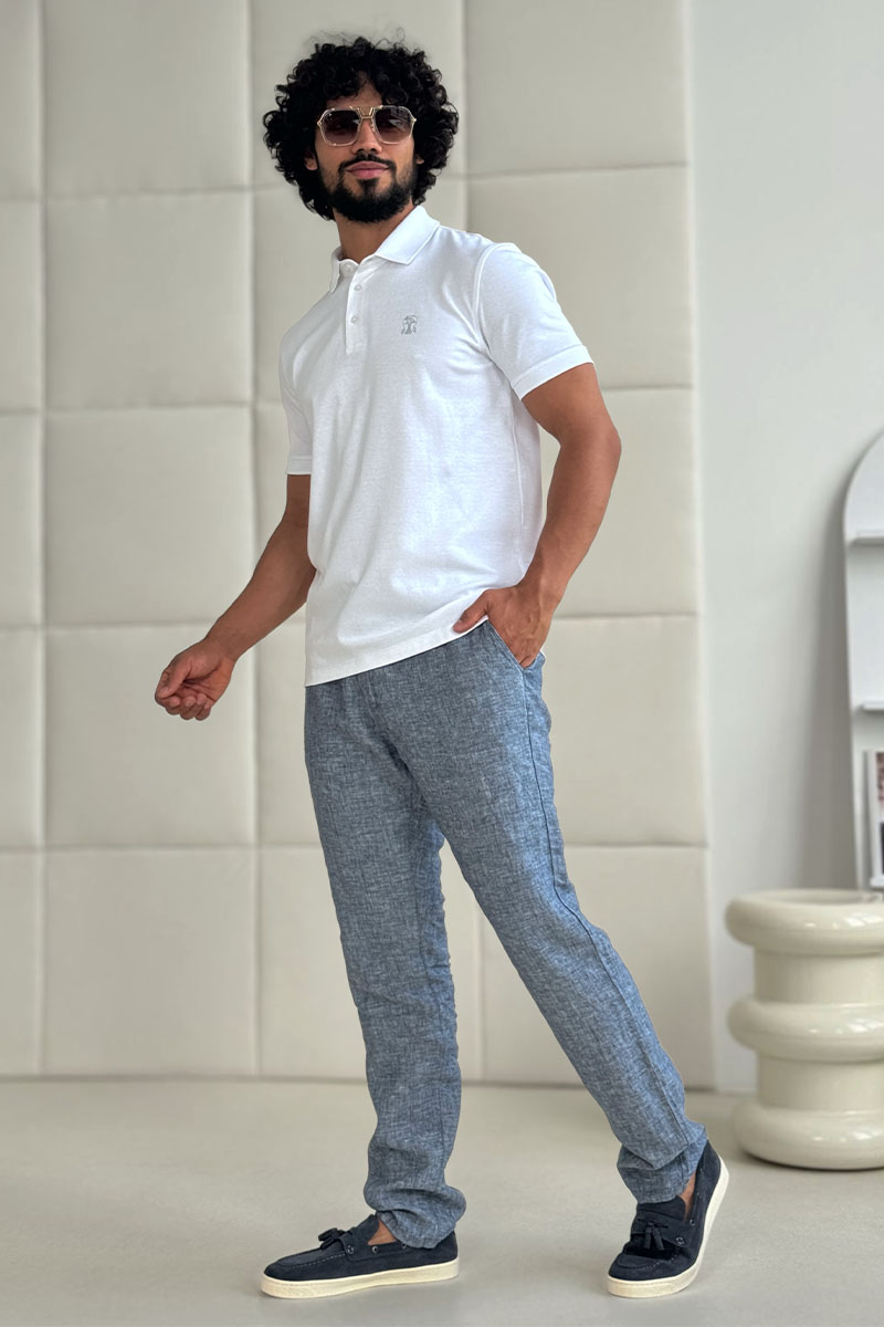 Loro Piana Льняные брюки синего цвета 