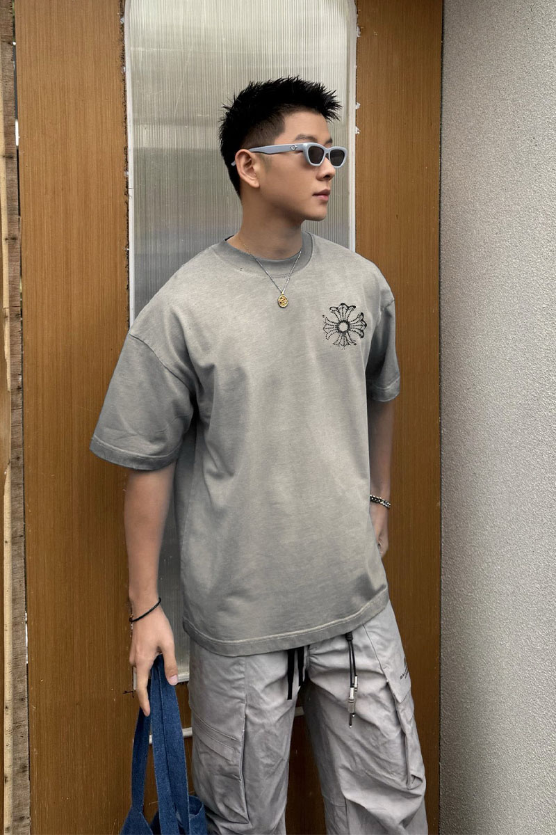 Chrome Hearts Бежевая оверсайз футболка Premium