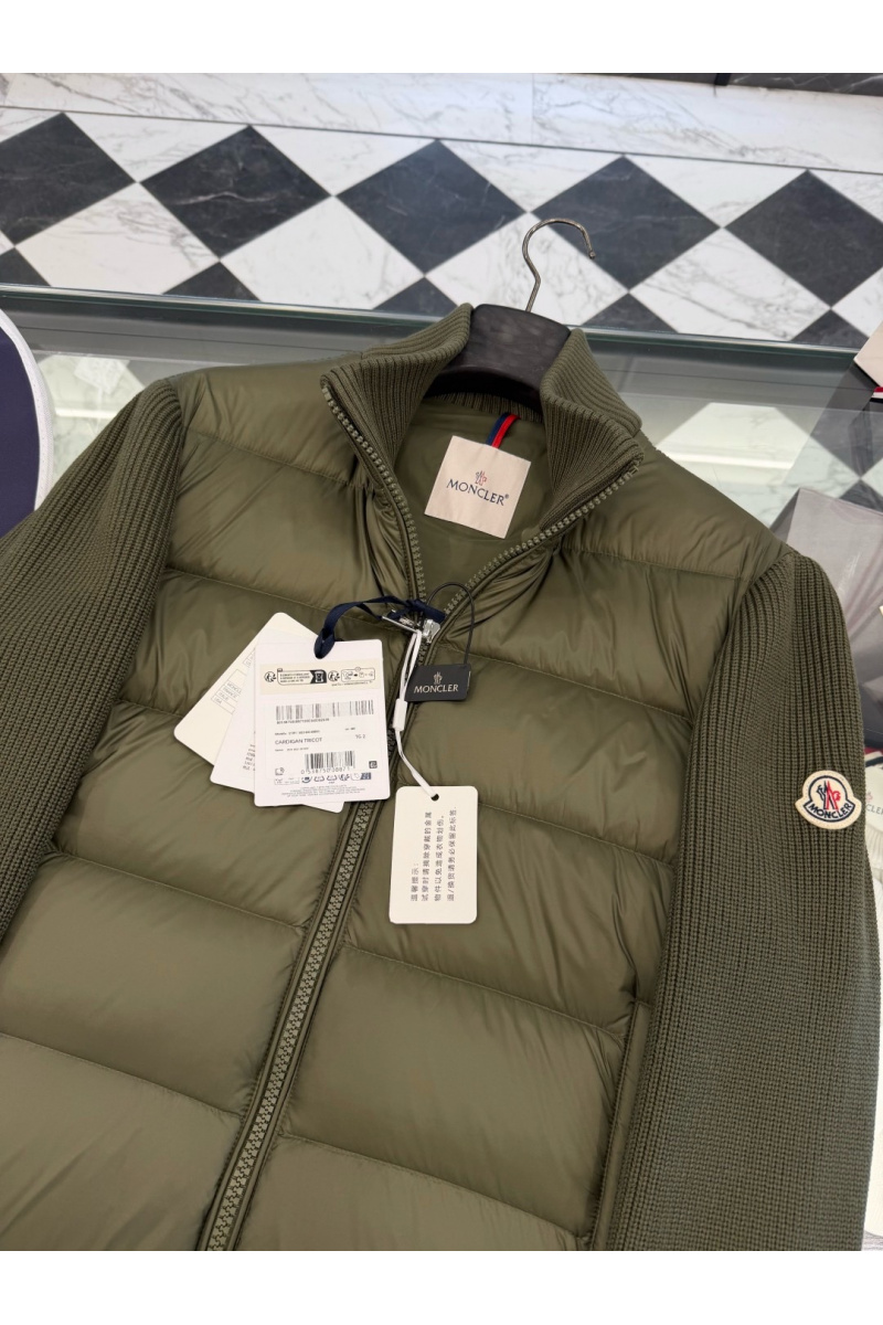 Moncler Куртка с вязаными рукавами цвета хаки 
