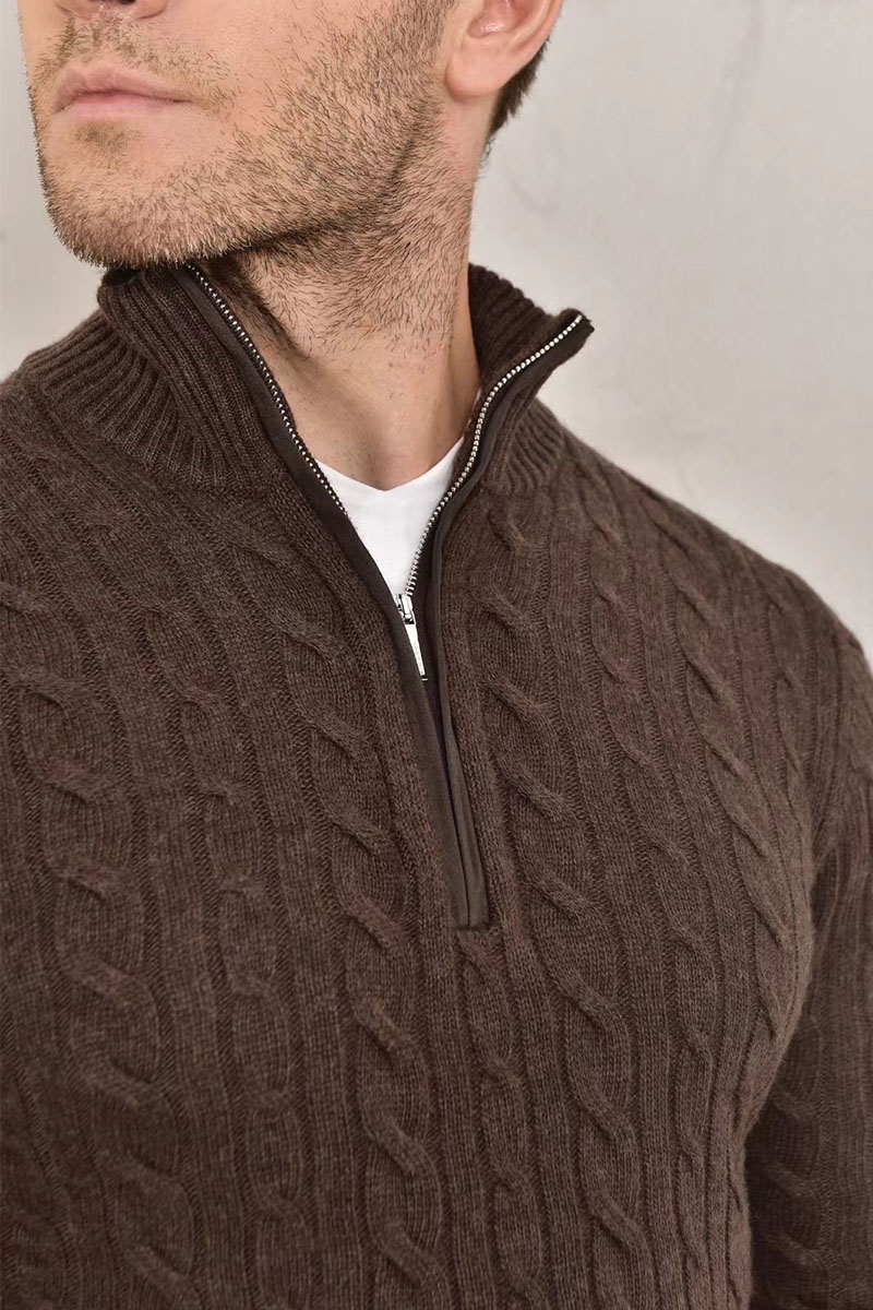 Loro Piana Кашемировый свитер Premium zip-neck - Brown 