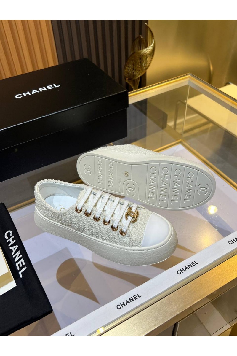 Chаnеl Женские комбинированные кроссовки Premium - White