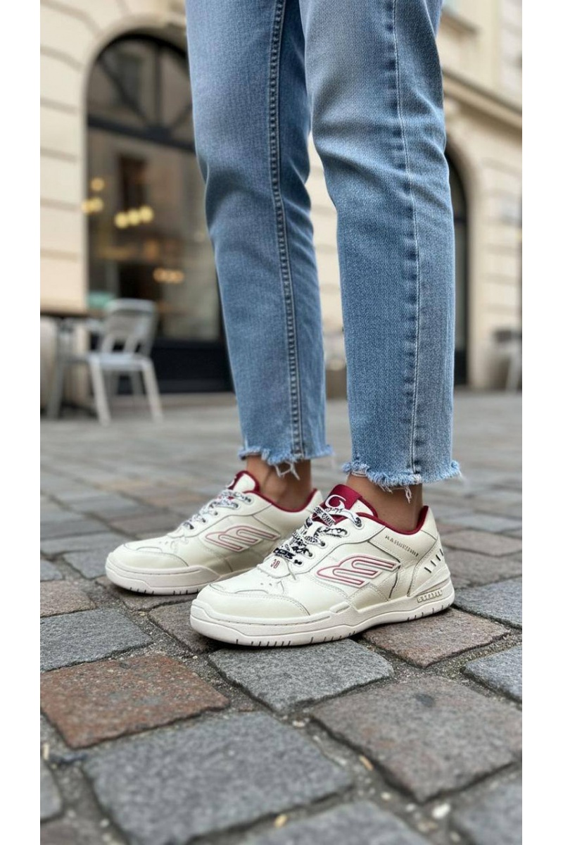 Balenciaga Женские кожаные кроссовки Hamptons Worn-Out premium