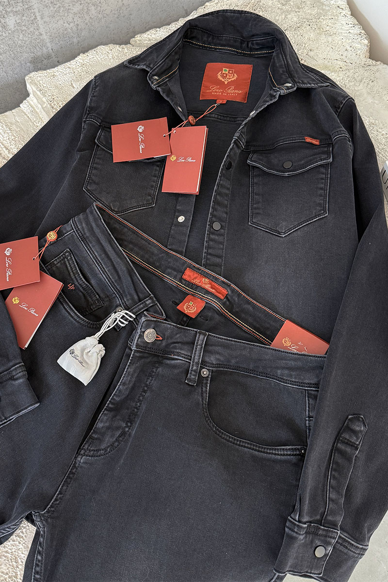 Loro Piana Джинсовая рубашка чёрного цвета