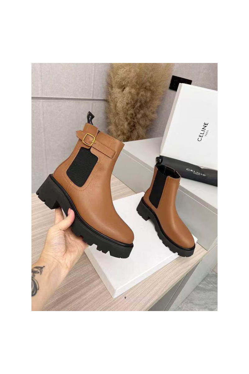 Celine Женские кожаные сапоги premium - Brown