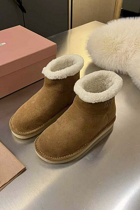 Женские ботинки с мехом premium - Chestnut