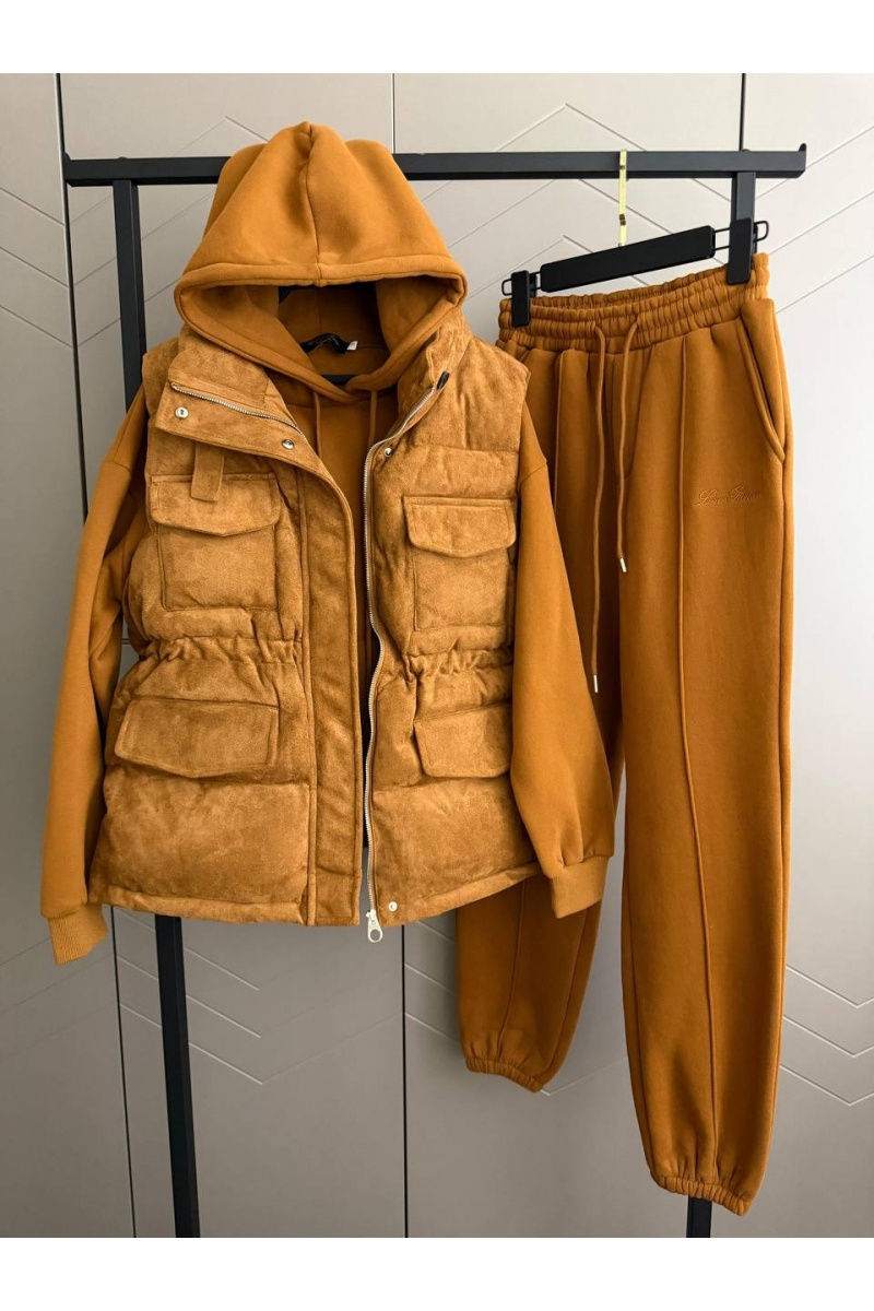 Loro Piana Женский костюм тройка на флисе premium - Chestnut