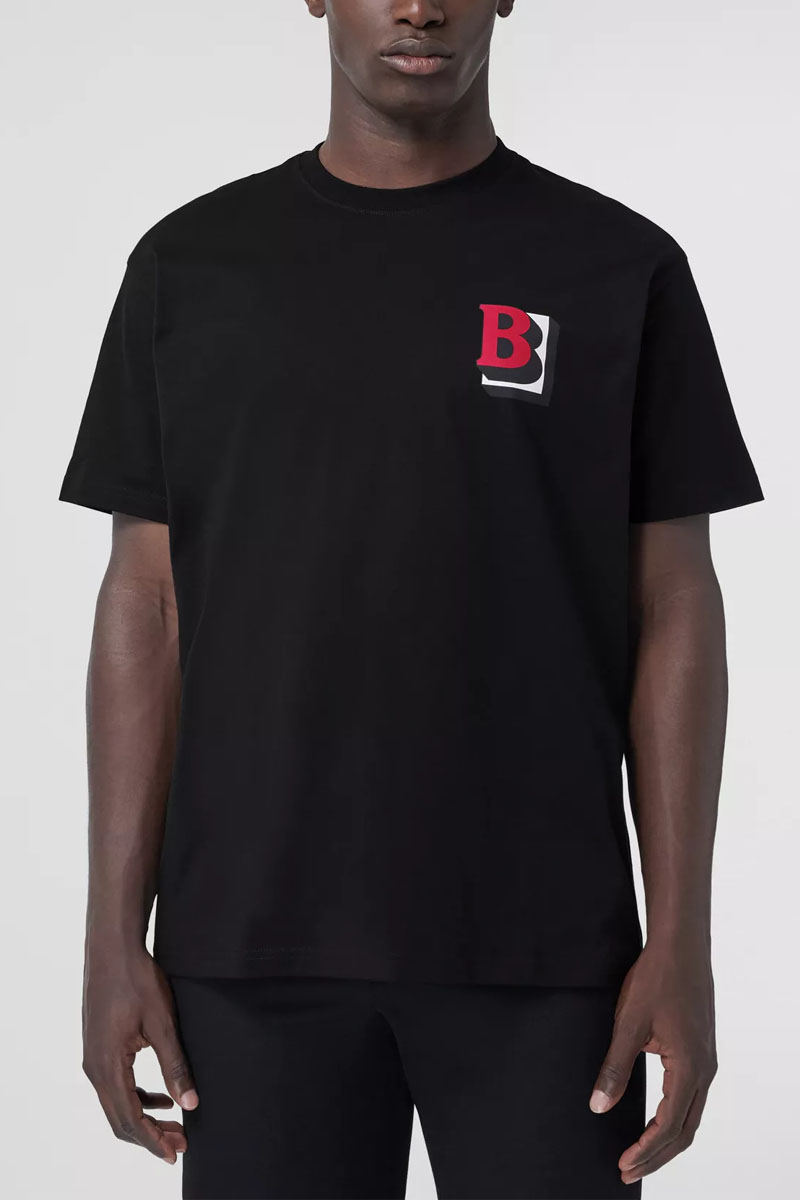 Burberry Чёрная оверсайз футболка 3D Logo
