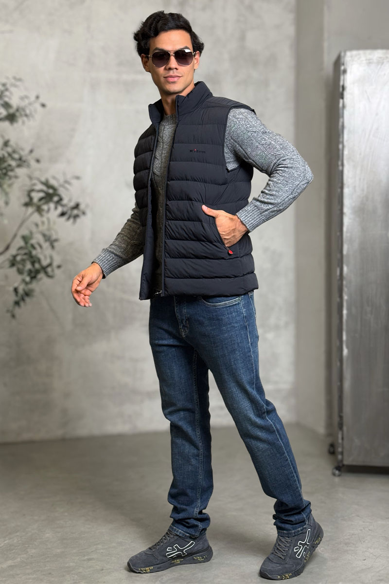 Kiton Мужской тёмно-синий жилет 