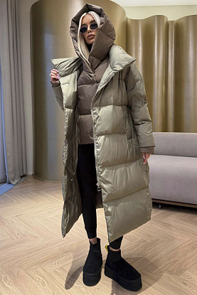 Женский пуховик с капюшоном premium - Green