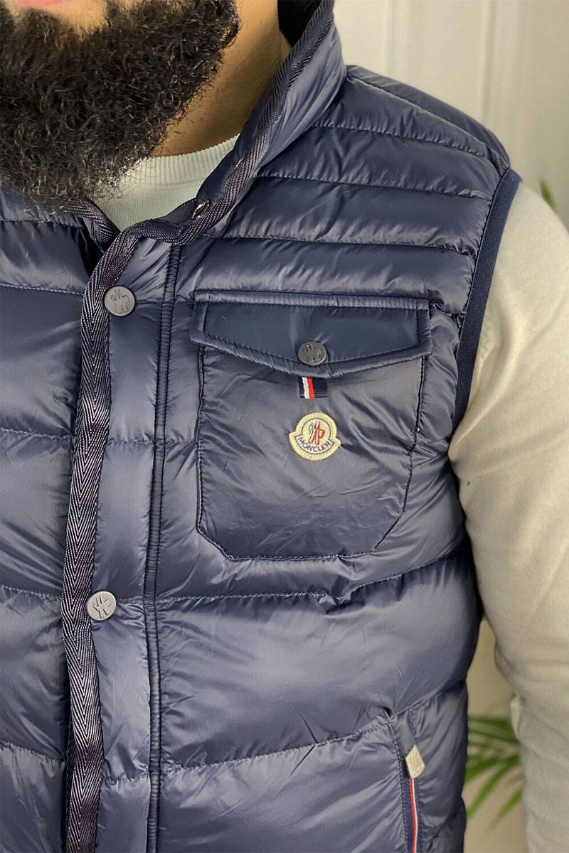Moncler Мужской жилет тёмно-синего цвета logo-patch 