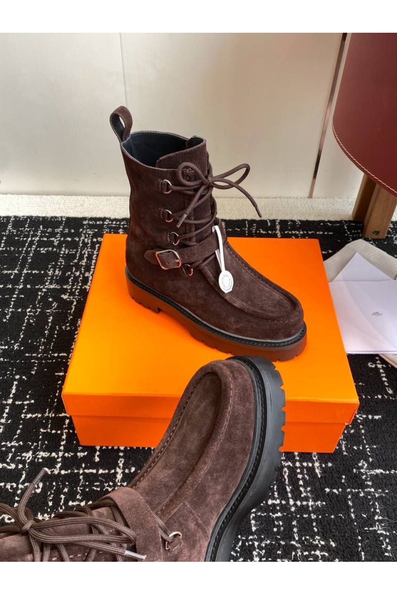 Hermes Женские замшевые ботинки Land Ankle premium