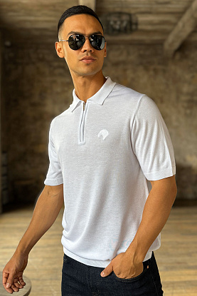 Мужское поло Eagle zip-neck - White