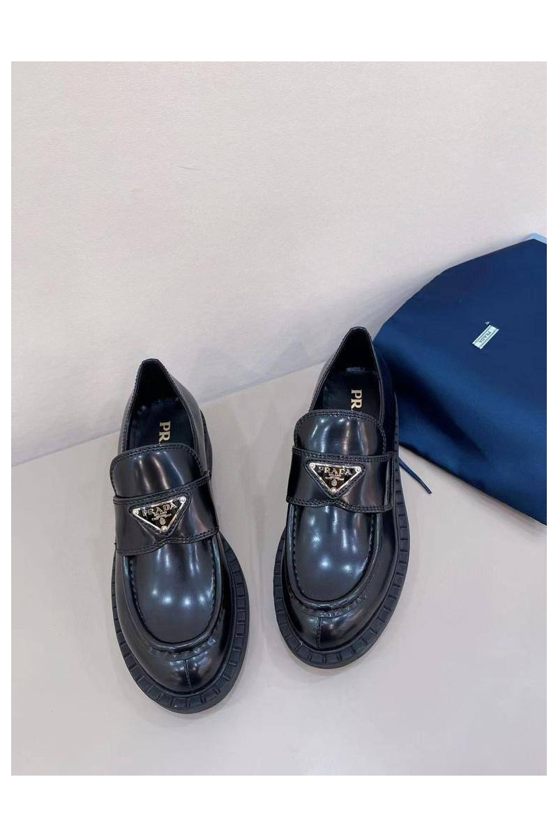 Prada Женские кожаные лоферы Premium - Black