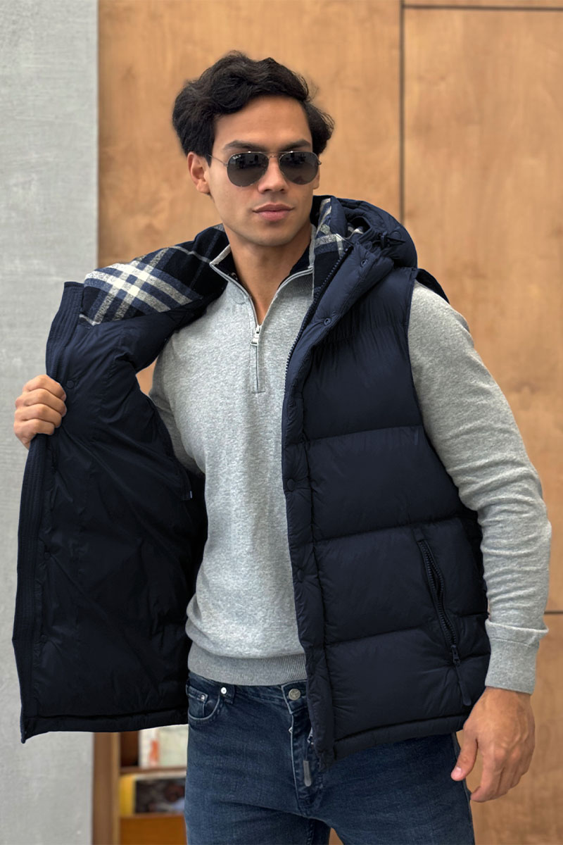 Burberry Синяя куртка со съёмными рукавами Lockwell logo-patch