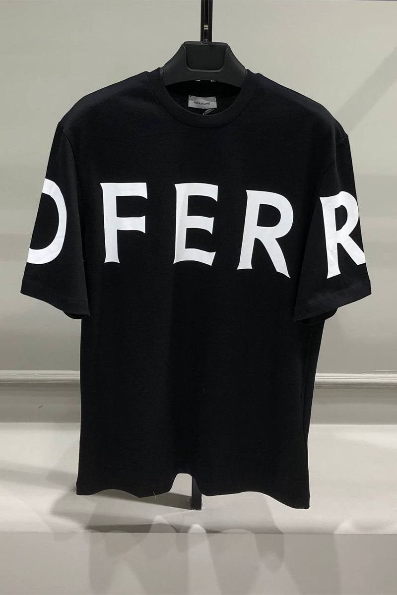 Salvatore Ferragamo Мужская чёрная футболка logo-print 