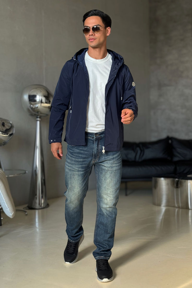 Moncler Тёмно-синяя ветровка Mira logo-patch