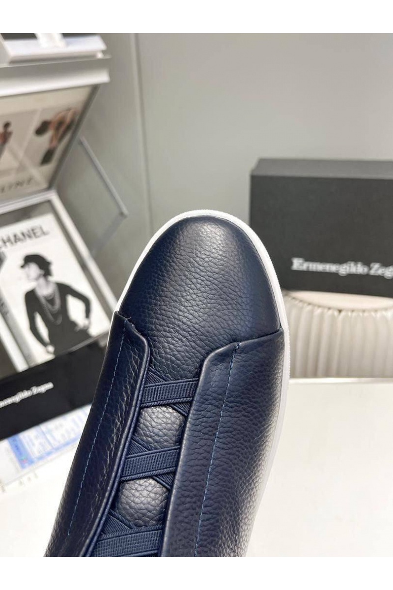 Zegna Кроссовки с мехом Triple Stitch - Navy