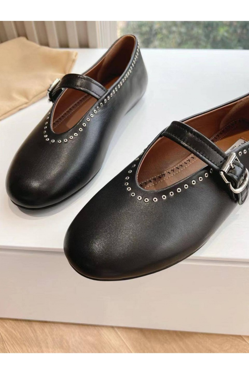 Designer Clothing Женские кожаные балетки Alaia Strass Suede premium
