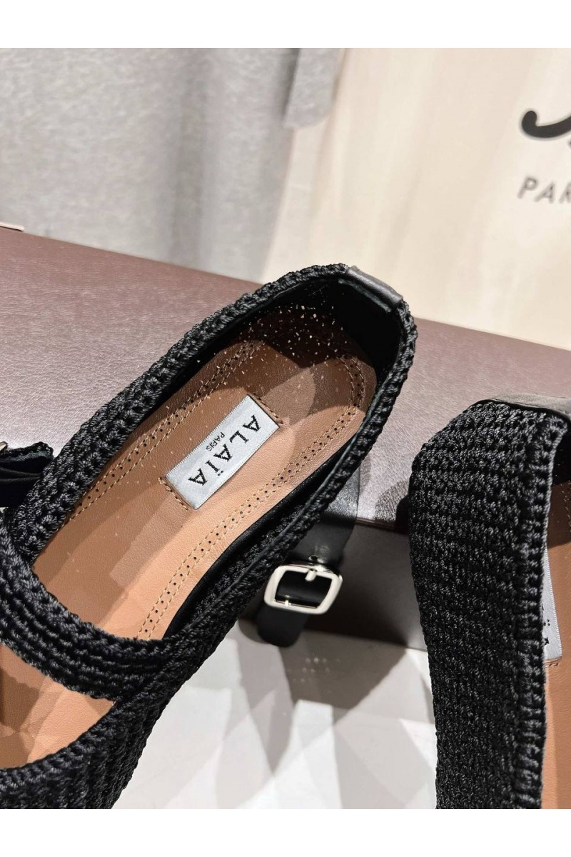 Designer Clothing Женские плетёные балетки ALaia Premium - Black