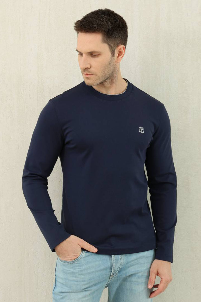 Designer Мужской тёмно-синий лонгслив Premium