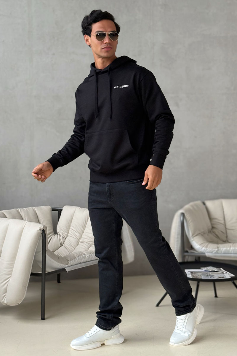 Burberry Мужское худи TB Monogram logo-embroidered - Black / White