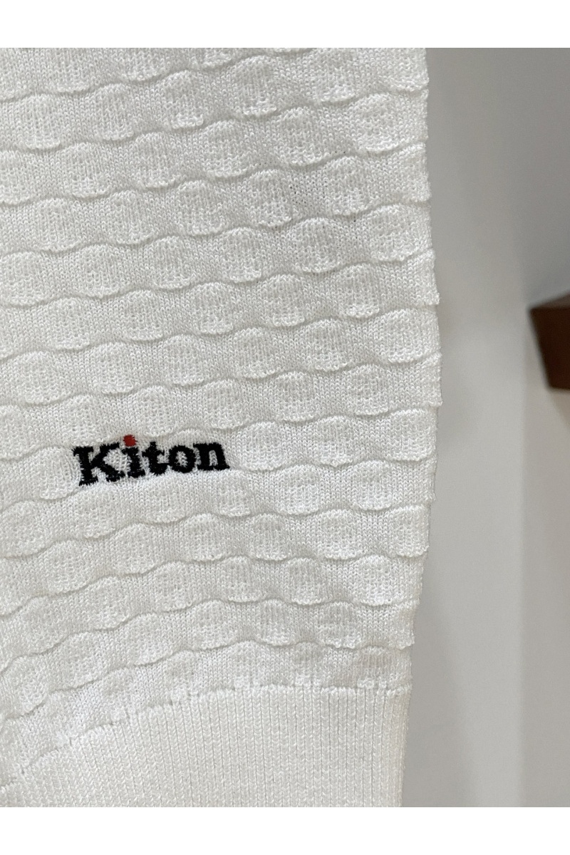 Kiton Мужское белое поло premium