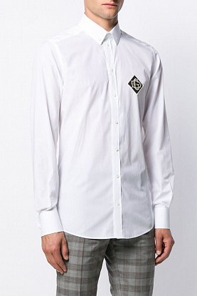 Мужская белая рубашка embroidered logo-patch