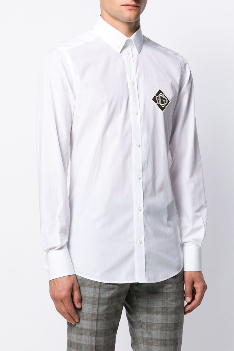 Dоlсе & Gаbbаnа Мужская белая рубашка embroidered logo-patch