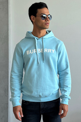 Мужское голубое худи logo-print