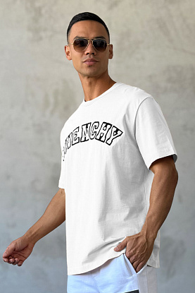 Белая оверсайз футболка college logo-embroidered