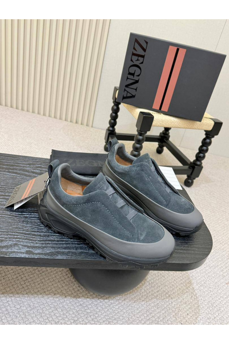 Zegna Замшевые кроссовки Triple Stitch Monte - Grey